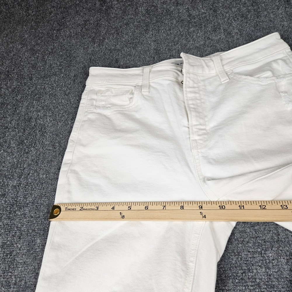Flying Monkey White Flare Leg Jeans High Rise Raw Hem Distressed Size 29 F5245WH - Picture 10 of 11